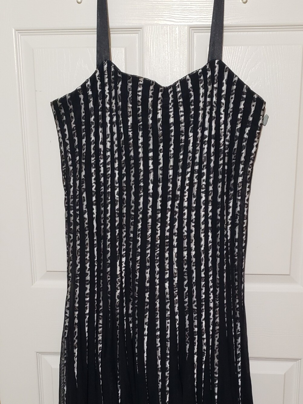 Betsy & Adam Black Animal Print Striped Midi Dress